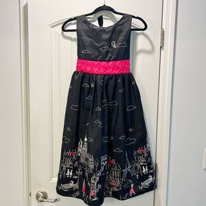 Girl's Rare Editions Black & Pink Scenes of Paris Formal Dress Lined